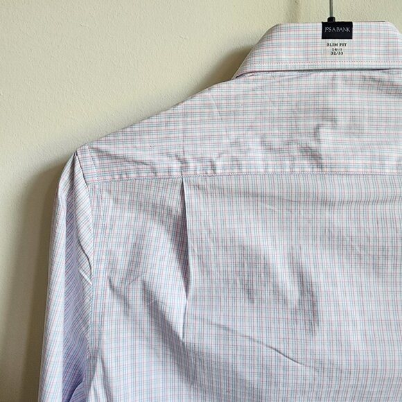 14.5 32/33 Dress Shirt White Blue Pink Checked Jos A Bank Size New Checks Mens - Picture 17 of 17